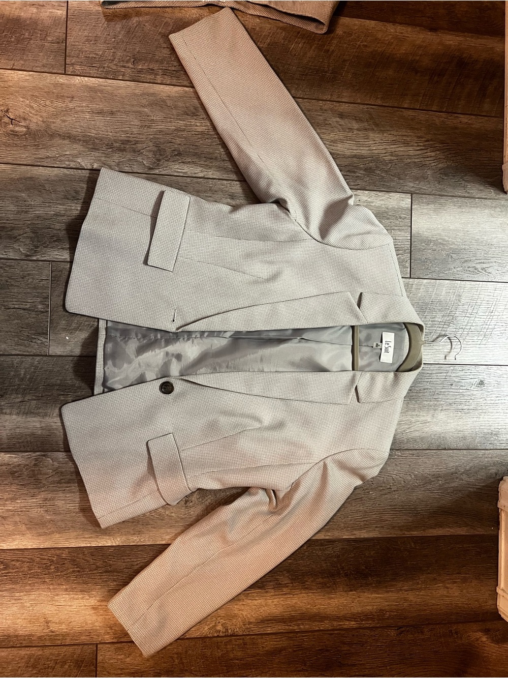 Le Suit Sand Beige Wide-Leg Pantsuit Trousers - Picture 4 of 7